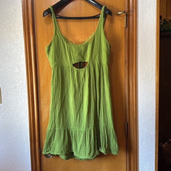 ANTHROPOLOGIE Tiered Gauze Mini Dress Green - Picture 4 of 7